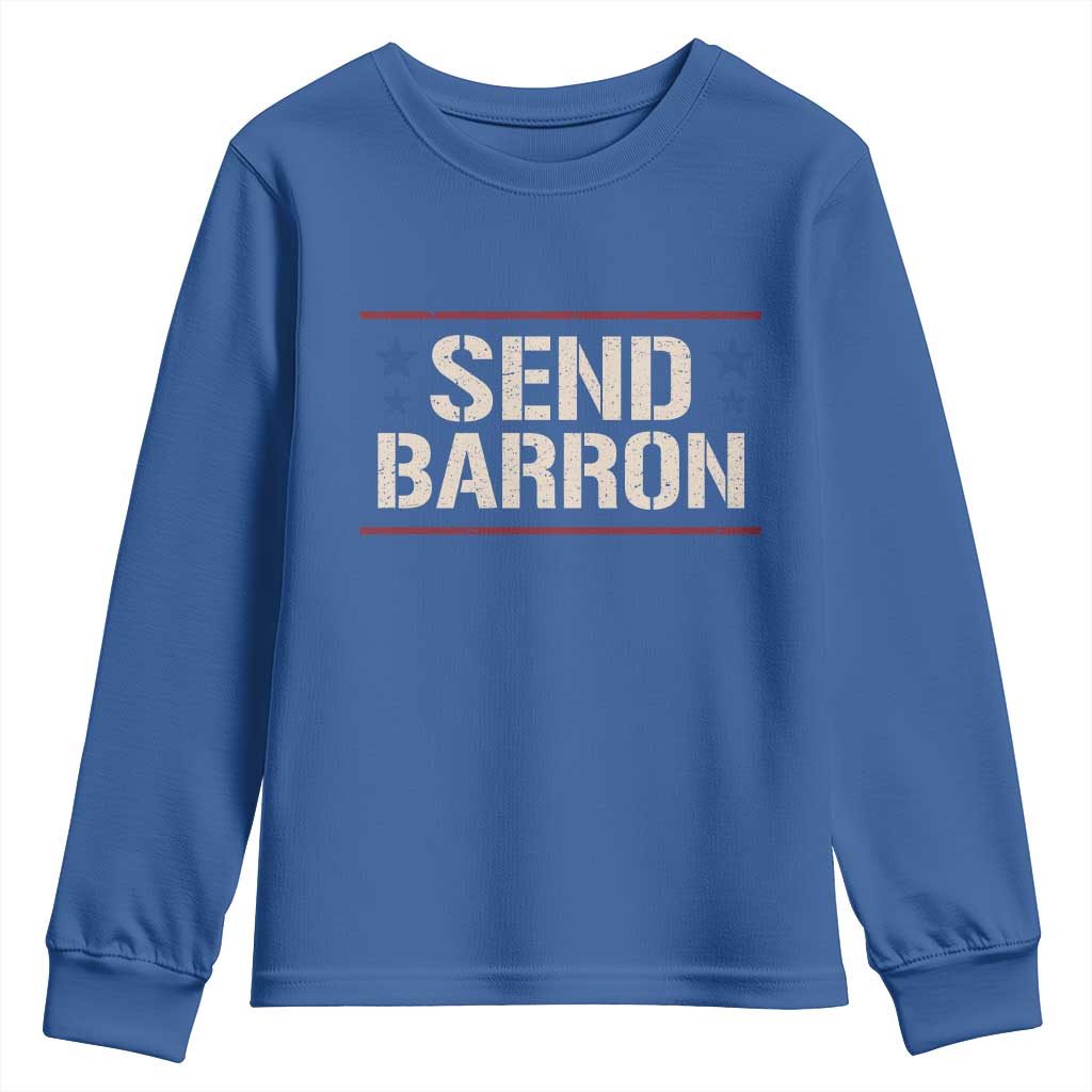 Send Barron Youth Sweatshirt Viral Hashtag Political Protest TS14 Royal Blue Print Your Wear