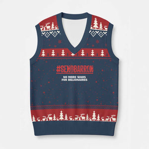 Send Barron Meme V-Neck Knit Sweater Vest Funny Political Hashtag Viral Internet TS14 Navy Red Print Your Wear