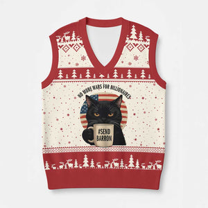 Send Barron Meme V-Neck Knit Sweater Vest Funny Cat Sarcastic Political TS14 Beige Red Print Your Wear