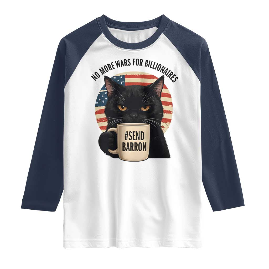 Send Barron Meme Raglan Shirt Funny Cat Sarcastic Political TS14 White Navy Print Your Wear