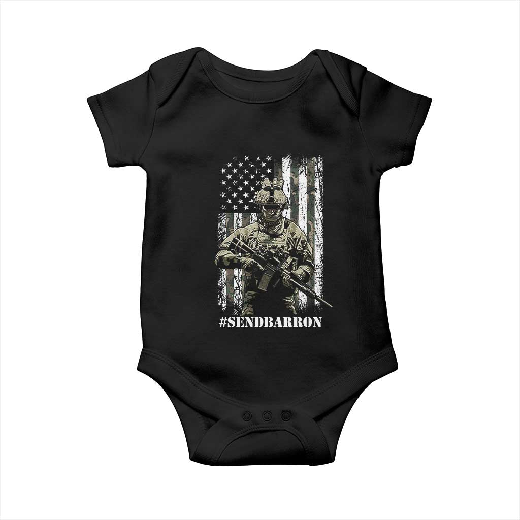 Send Barron Baby Onesie Sarcastic Political American Flag Camo Soldier TS14 Black Print Your Wear