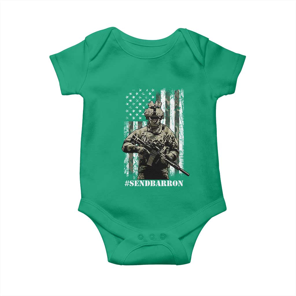 Send Barron Baby Onesie Sarcastic Political American Flag Camo Soldier TS14 Irish Green Print Your Wear