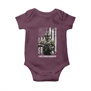 Send Barron Baby Onesie Sarcastic Political American Flag Camo Soldier TS14 Maroon Print Your Wear