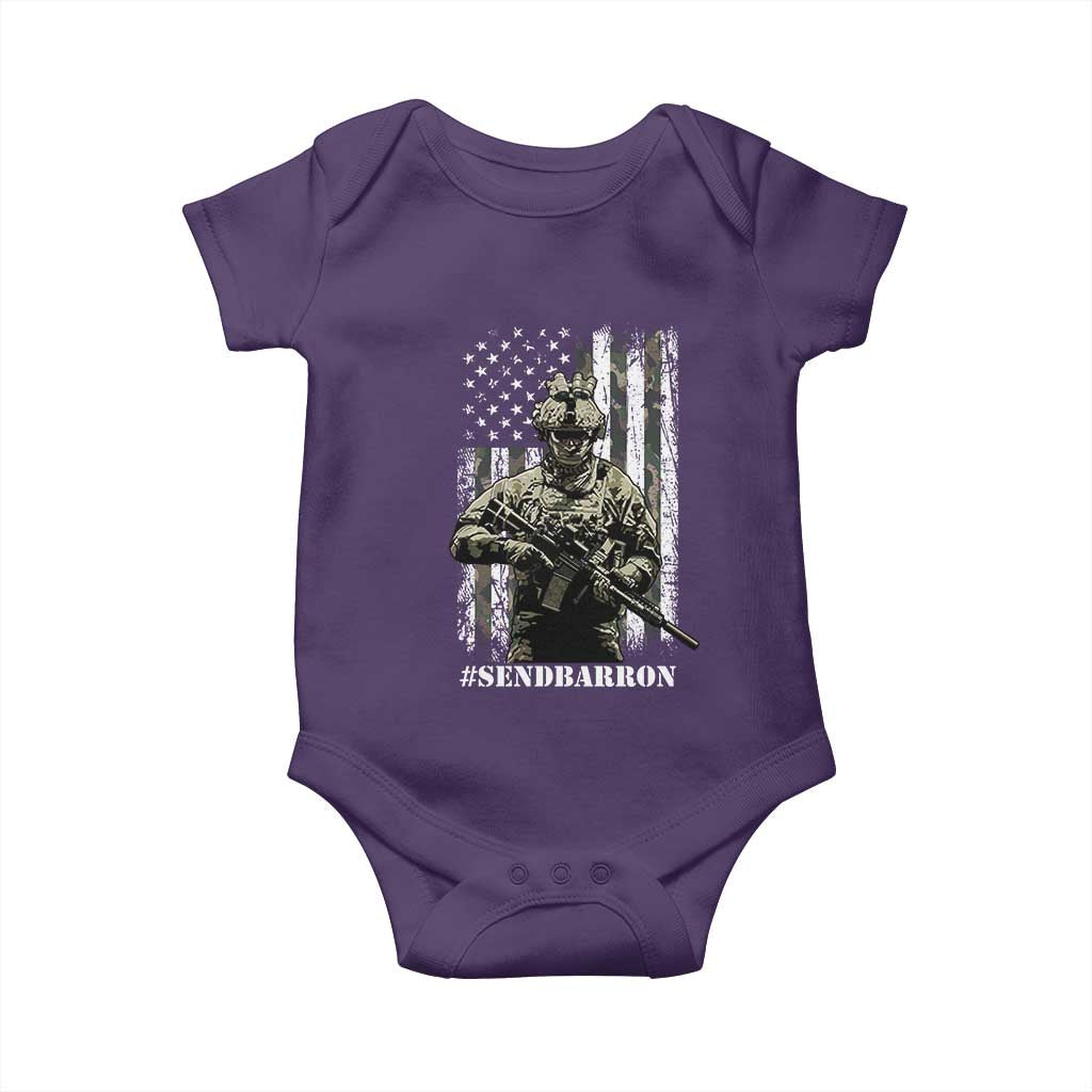 Send Barron Baby Onesie Sarcastic Political American Flag Camo Soldier TS14 Purple Print Your Wear