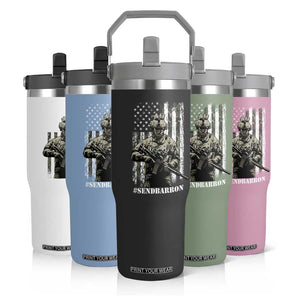 Send Barron Flip Straw Tumbler Sarcastic Political American Flag Camo Soldier TS14 Print Your Wear