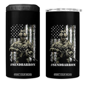 Send Barron 4 in 1 Can Cooler Tumbler Sarcastic Political American Flag Camo Soldier TS14 One Size: 16 oz Black Print Your Wear
