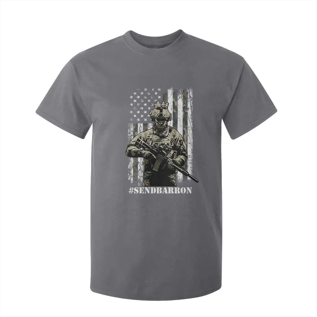 Send Barron T Shirt For Kid Sarcastic Political American Flag Camo Soldier TS14 Charcoal Print Your Wear