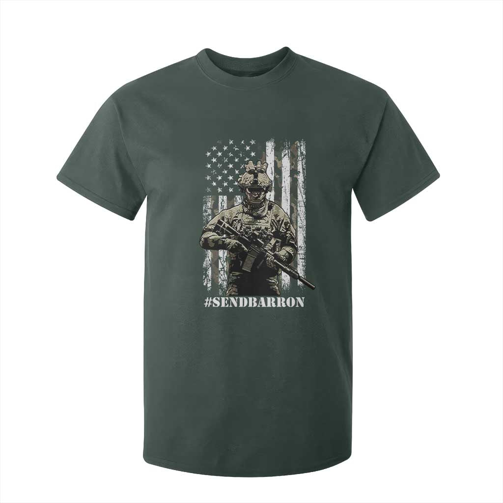 Send Barron T Shirt For Kid Sarcastic Political American Flag Camo Soldier TS14 Dark Forest Green Print Your Wear