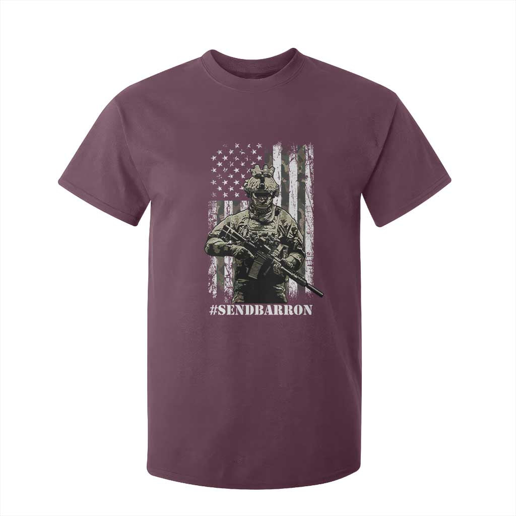 Send Barron T Shirt For Kid Sarcastic Political American Flag Camo Soldier TS14 Maroon Print Your Wear