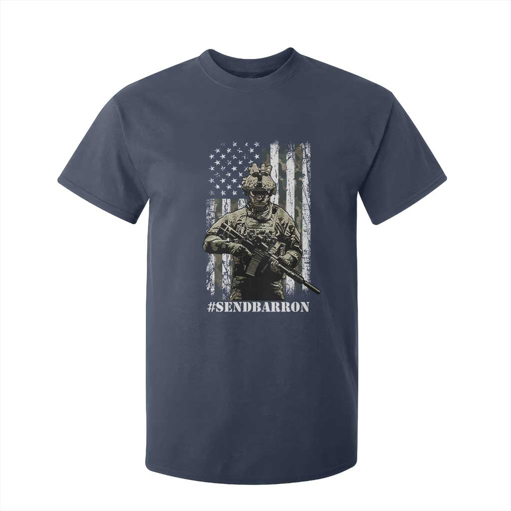 Send Barron T Shirt For Kid Sarcastic Political American Flag Camo Soldier TS14 Navy Print Your Wear