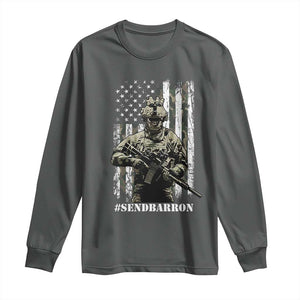 Send Barron Long Sleeve Shirt Sarcastic Political American Flag Camo Soldier TS14 Dark Heather Print Your Wear