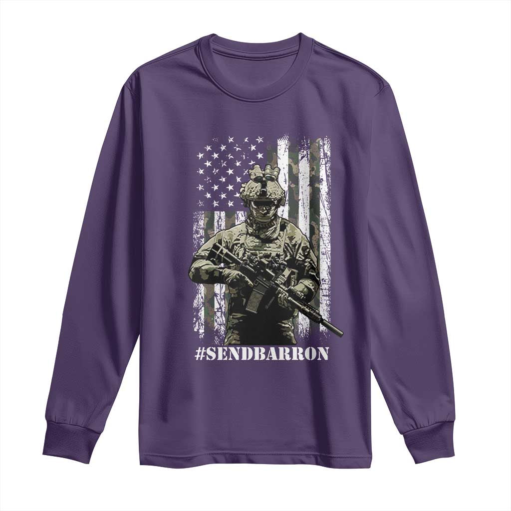Send Barron Long Sleeve Shirt Sarcastic Political American Flag Camo Soldier TS14 Purple Print Your Wear