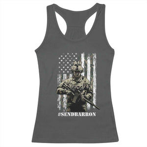 Send Barron Racerback Tank Top Sarcastic Political American Flag Camo Soldier TS14 Dark Heather Print Your Wear