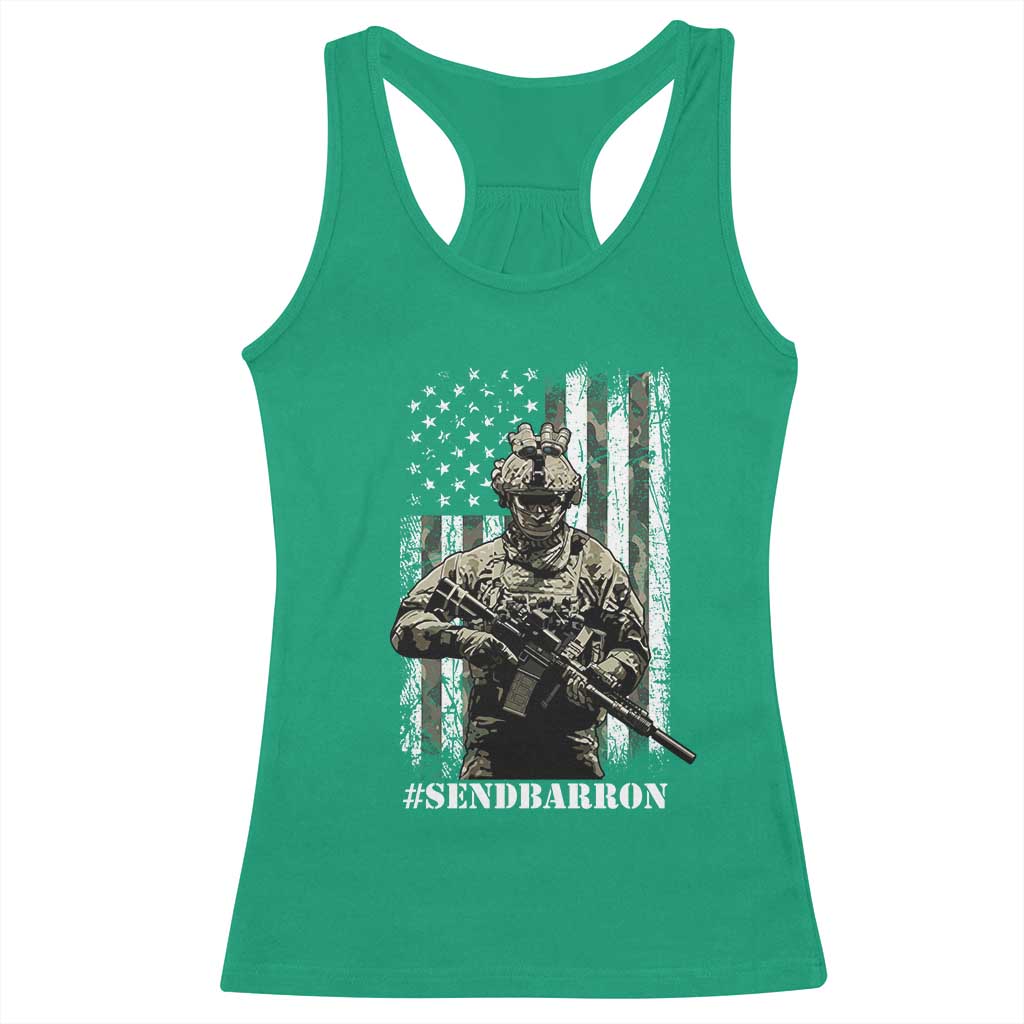 Send Barron Racerback Tank Top Sarcastic Political American Flag Camo Soldier TS14 Irish Green Print Your Wear