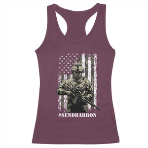 Send Barron Racerback Tank Top Sarcastic Political American Flag Camo Soldier TS14 Maroon Print Your Wear