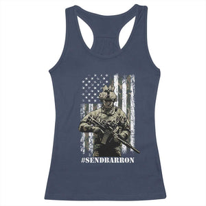 Send Barron Racerback Tank Top Sarcastic Political American Flag Camo Soldier TS14 Navy Print Your Wear