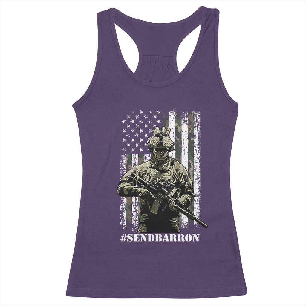 Send Barron Racerback Tank Top Sarcastic Political American Flag Camo Soldier TS14 Purple Print Your Wear