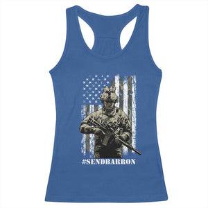 Send Barron Racerback Tank Top Sarcastic Political American Flag Camo Soldier TS14 Royal Blue Print Your Wear