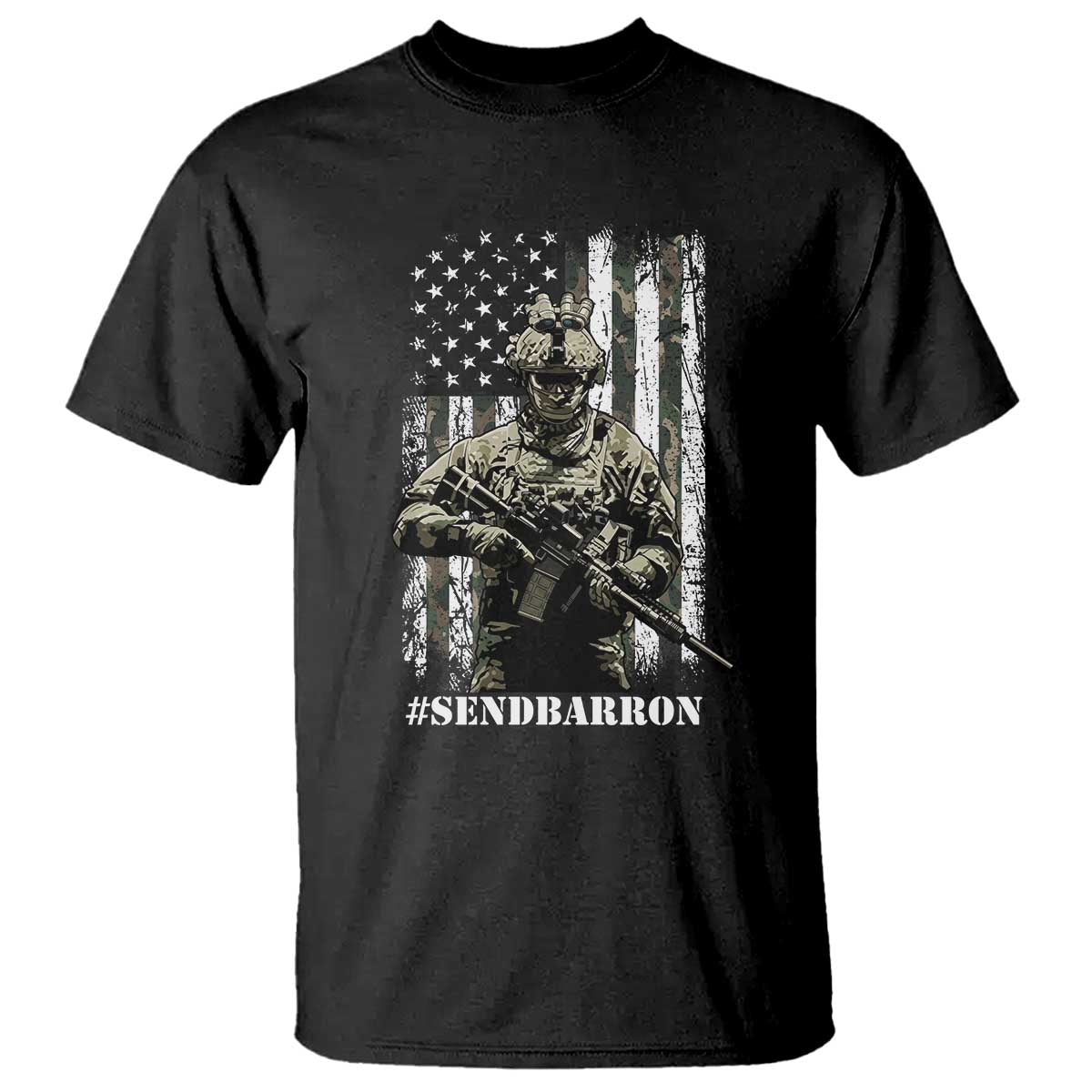 Send Barron T Shirt Sarcastic Political American Flag Camo Soldier TS14 Black Print Your Wear