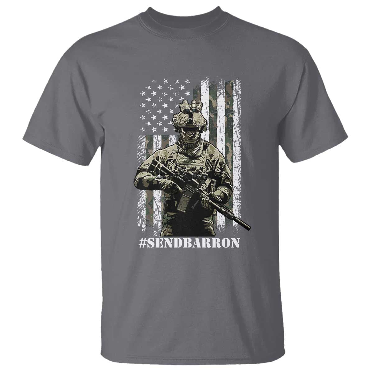 Send Barron T Shirt Sarcastic Political American Flag Camo Soldier TS14 Charcoal Print Your Wear