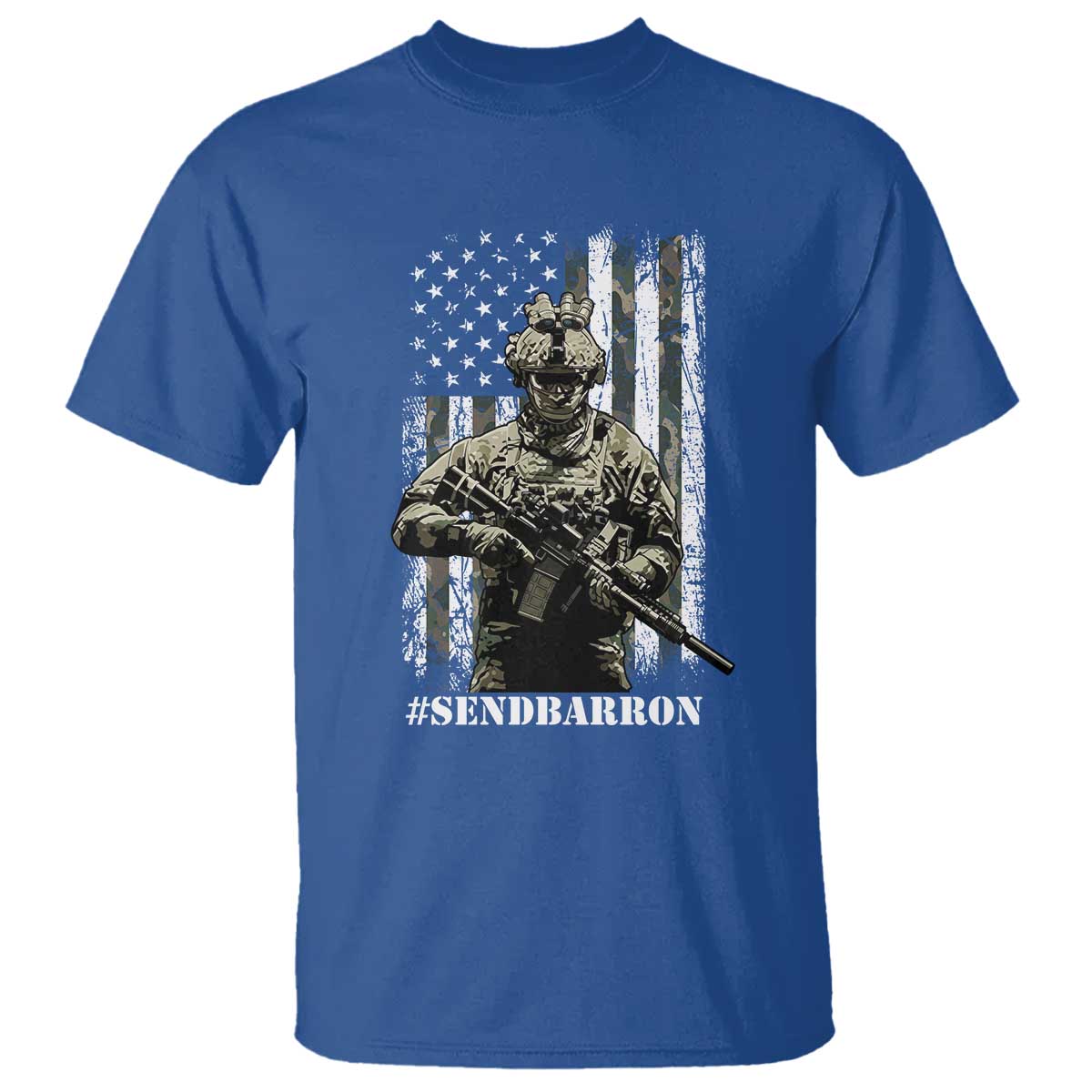 Send Barron T Shirt Sarcastic Political American Flag Camo Soldier TS14 Royal Blue Print Your Wear
