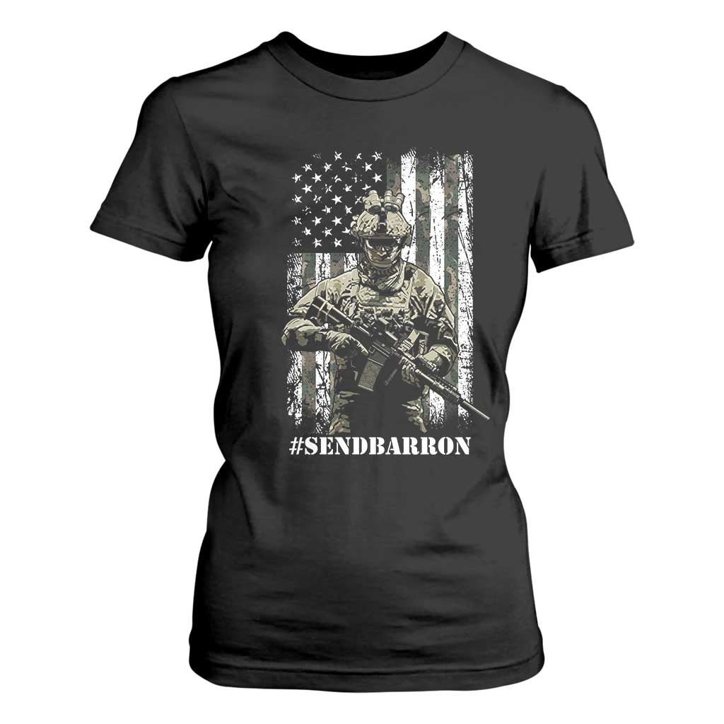 Send Barron T Shirt For Women Sarcastic Political American Flag Camo Soldier TS14 Black Print Your Wear