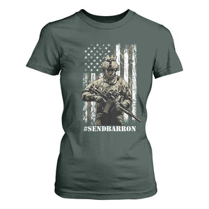 Send Barron T Shirt For Women Sarcastic Political American Flag Camo Soldier TS14 Dark Forest Green Print Your Wear