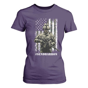 Send Barron T Shirt For Women Sarcastic Political American Flag Camo Soldier TS14 Purple Print Your Wear