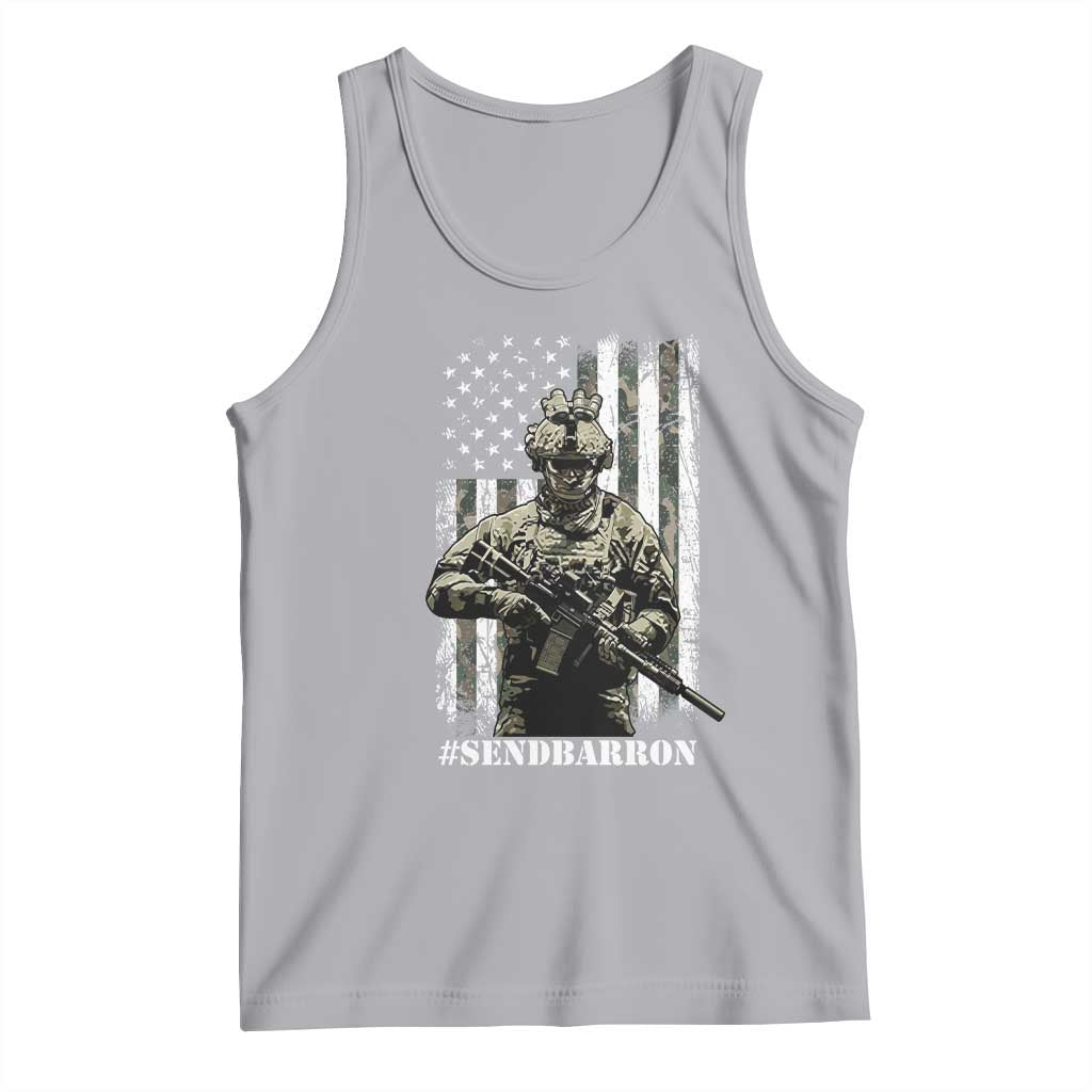 Send Barron Tank Top Sarcastic Political American Flag Camo Soldier TS14 Athletic Heather Print Your Wear