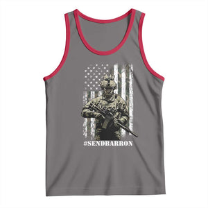 Send Barron Tank Top Sarcastic Political American Flag Camo Soldier TS14 Deep Heather Red Print Your Wear
