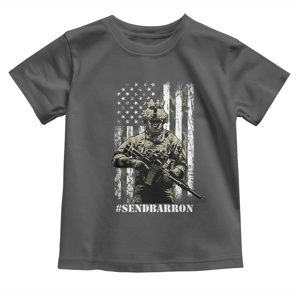 Send Barron Toddler T Shirt Sarcastic Political American Flag Camo Soldier TS14 Dark Heather Print Your Wear