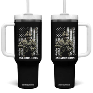 Send Barron Tumbler With Handle Sarcastic Political American Flag Camo Soldier TS14 One Size: 40 oz Black Print Your Wear