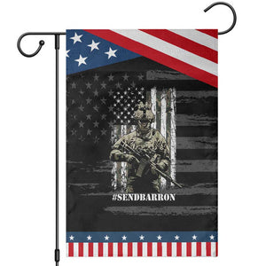 Send Barron Garden Flag Sarcastic Political American Flag Camo Soldier TS14 Distressed Black Blue Print Your Wear