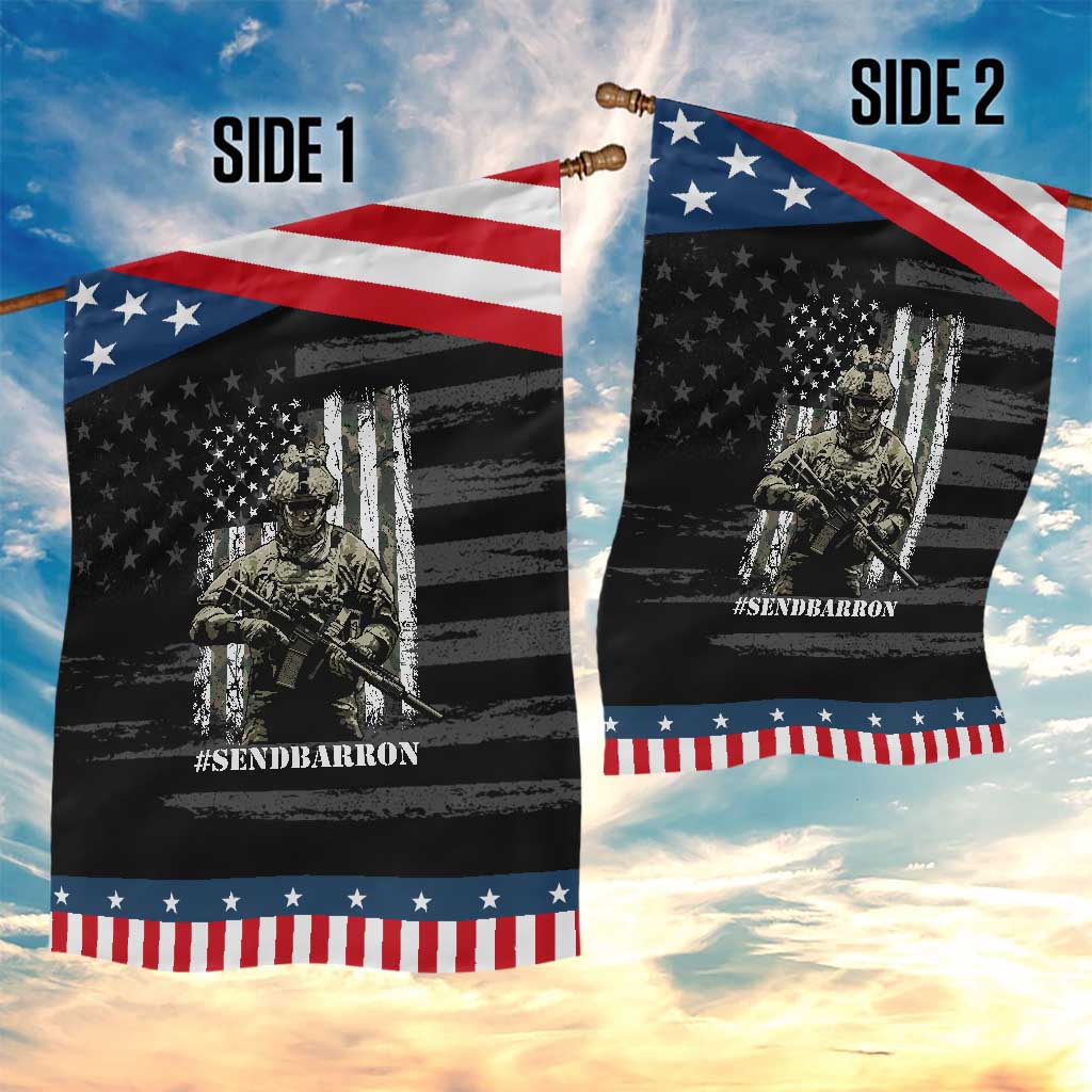 Send Barron Garden Flag Sarcastic Political American Flag Camo Soldier TS14 Print Your Wear