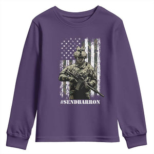 Send Barron Youth Sweatshirt Sarcastic Political American Flag Camo Soldier TS14 Purple Print Your Wear