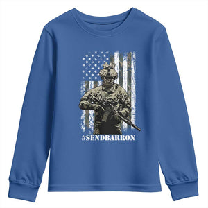 Send Barron Youth Sweatshirt Sarcastic Political American Flag Camo Soldier TS14 Royal Blue Print Your Wear