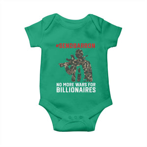 Send Barron Baby Onesie No More Wars For Billionaires TS14 Irish Green Print Your Wear