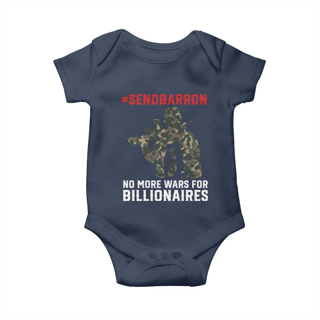 Send Barron Baby Onesie No More Wars For Billionaires TS14 Navy Print Your Wear