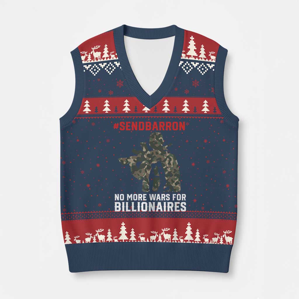 Send Barron V-Neck Knit Sweater Vest No More Wars For Billionaires TS14 Navy Red Print Your Wear