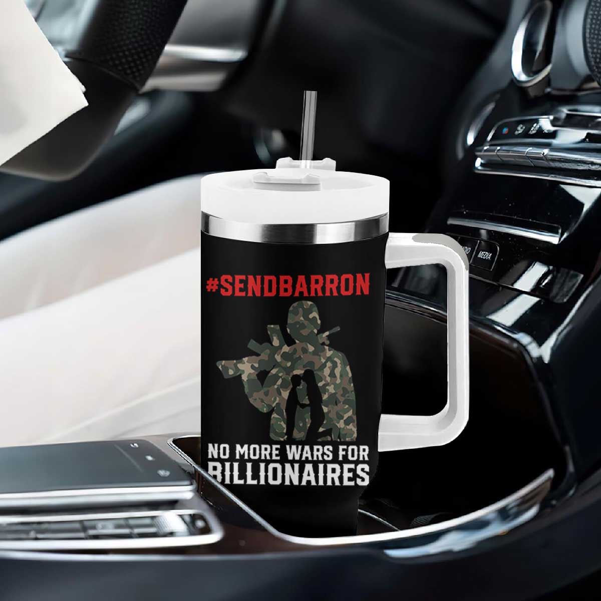 Send Barron Tumbler With Handle No More Wars For Billionaires TS14 Print Your Wear