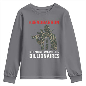 Send Barron Youth Sweatshirt No More Wars For Billionaires TS14 Charcoal Print Your Wear