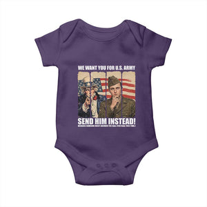 Send Barron Baby Onesie We Want You For US Army TS14 Purple Print Your Wear