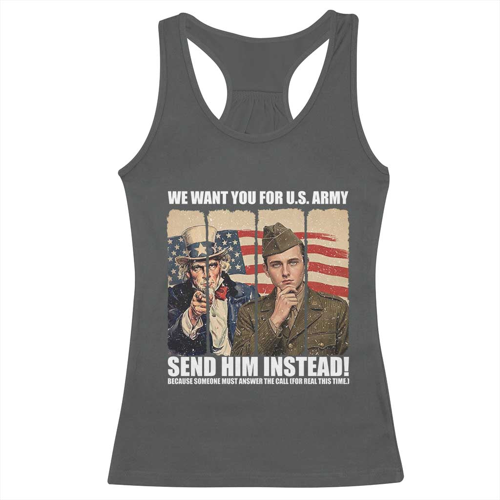 Send Barron Racerback Tank Top We Want You For US Army TS14 Dark Heather Print Your Wear