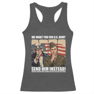 Send Barron Racerback Tank Top We Want You For US Army TS14 Dark Heather Print Your Wear