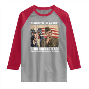 Send Barron Raglan Shirt We Want You For US Army TS14 Sport Gray Red Print Your Wear