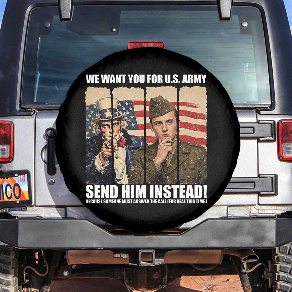 Send Barron Spare Tire Cover We Want You For US Army TS14 No hole Black Print Your Wear