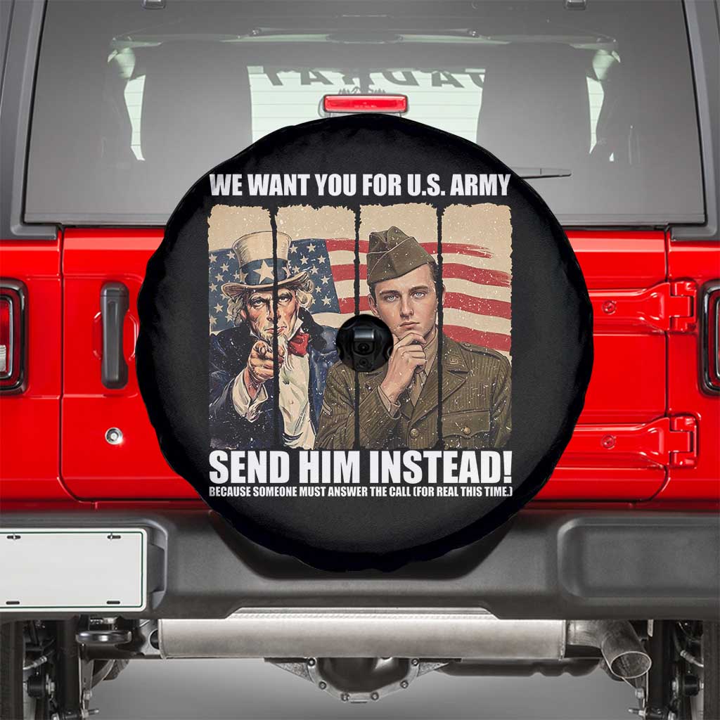 Send Barron Spare Tire Cover We Want You For US Army TS14 Black Print Your Wear