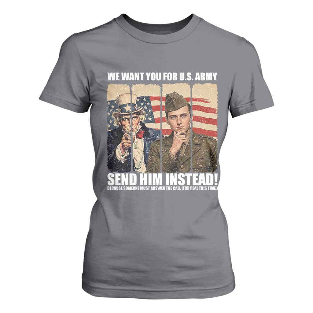 Send Barron T Shirt For Women We Want You For US Army TS14 Charcoal Print Your Wear