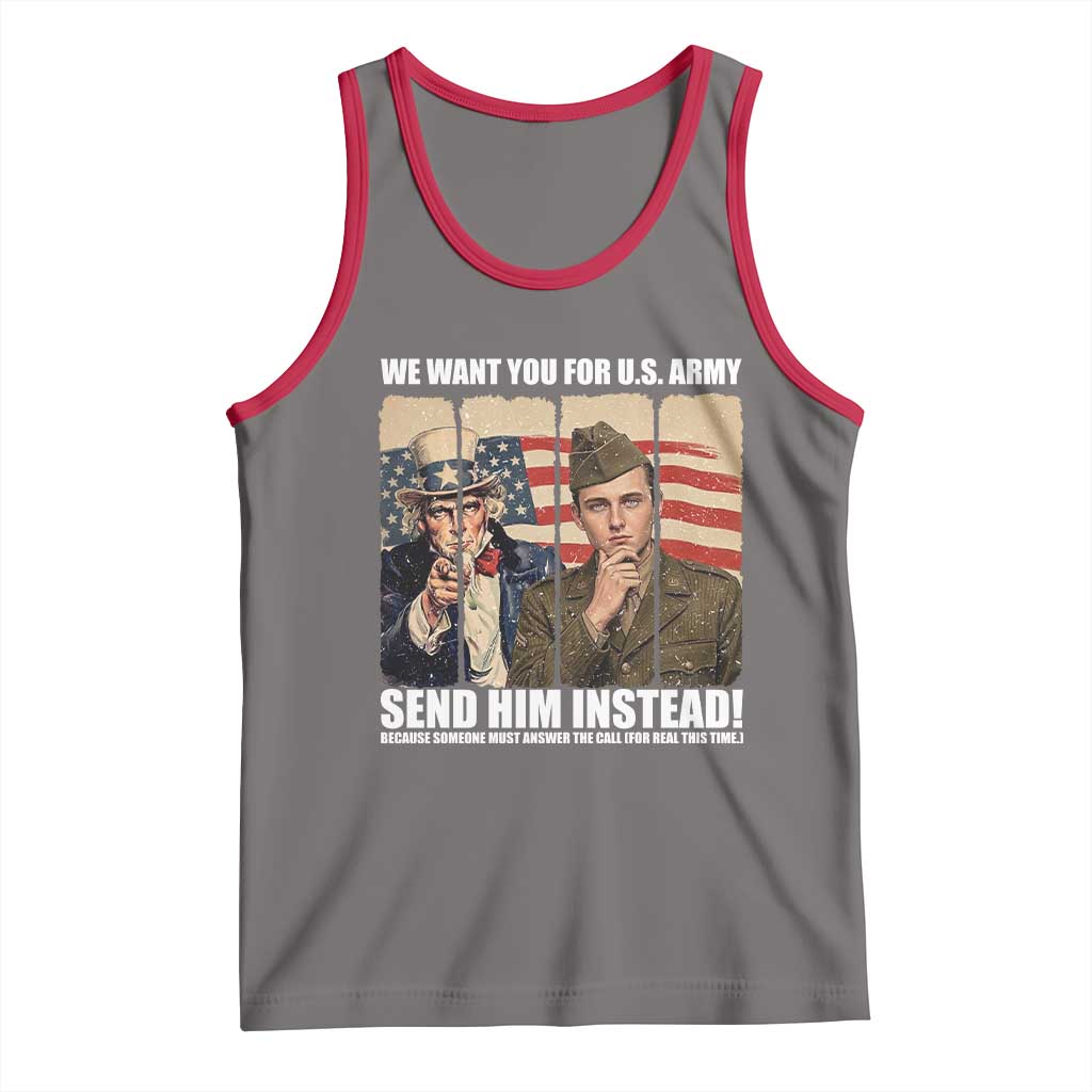 Send Barron Tank Top We Want You For US Army TS14 Deep Heather Red Print Your Wear