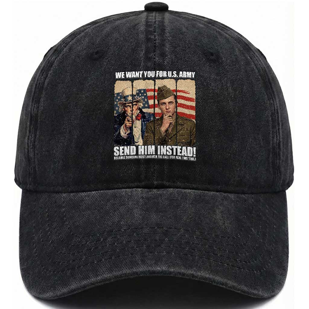 Send Barron Washed Cotton Baseball Cap We Want You For US Army TS14 Washed Cap Universal Fit Black Print Your Wear